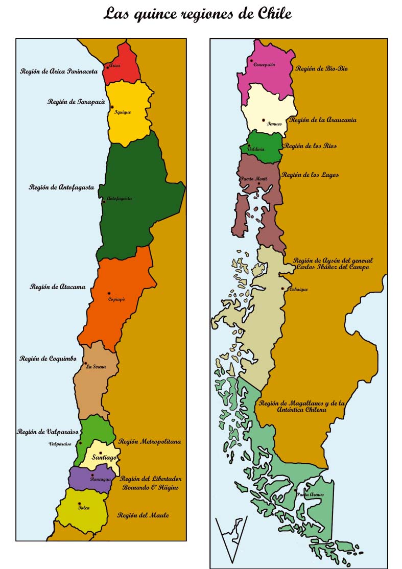 Mapa Por Regiones De Chile
